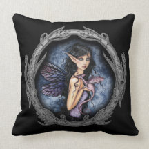 Amethyst Dragon Fairy Gothic Fantasy Art Throw Pillow
