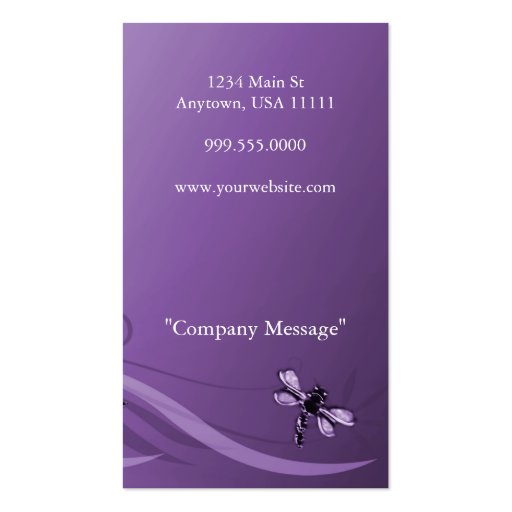Amethyst Dragonflies Business Card (back side)