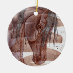 Amethyst Horse On Chocolate Wash Ceramic Ornament