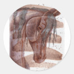 Amethyst Horse On Chocolate Wash Classic Round Sticker