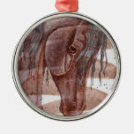 Amethyst Horse On Chocolate Wash Metal Ornament