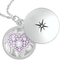 Amethyst Jeweled Heart Sterling Silver Locket