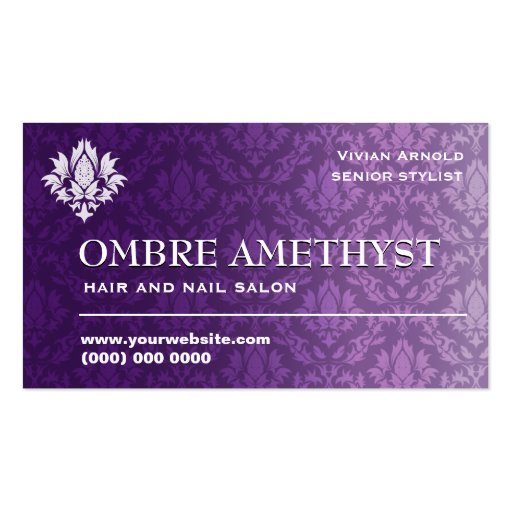 Amethyst Ombre Damask Business Cards