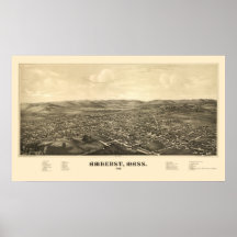 Amherst, MA Panoramic Map - 1886 Poster