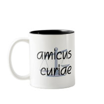 Amicus Curiae.  Lawyer mug with Latin Phrase.