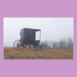 Amish Buggy in a Misty Meadow stickers