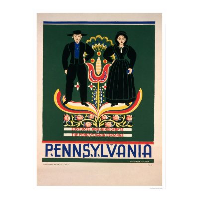 Amish Couple Costumes 1938 WPA Poster by lc_wpa