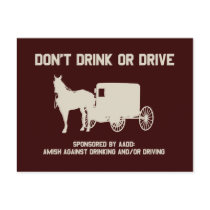 Amish - dont drink or drive post card