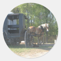 Amish Horse Round Sticker