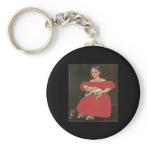 Ammi Phillips Girl in Red with her cat and dog Key Chain