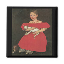 Ammi Phillips Girl in Red with her cat and dog Fridge Magnets
