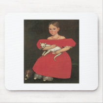 Ammi Phillips Girl in Red with her cat and dog Mouse Pad