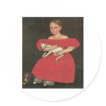 Ammi Phillips Girl in Red with her cat and dog Sticker
