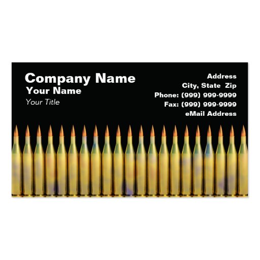 Ammunition Against Black Background Business Card (front side)