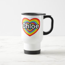 Amo a Chloe: corazón del arco iris Taza De Café