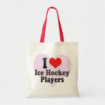 Amo a jugadores del hockey sobre hielo bolsa de mano