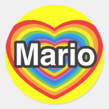 Amo a Mario. Te amo Mario. Corazón Pegatinas Redondas