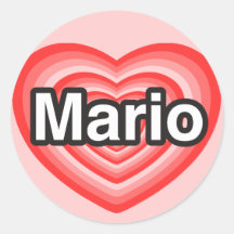 Amo a Mario. Te amo Mario. Corazón Pegatinas Redondas