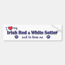 Amo a mi organismo rojo y blanco irlandés (el perr pegatina de parachoque