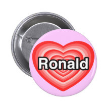 Amo a Ronald. Te amo Ronald. Corazón Pins