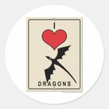 Amo dragones etiqueta redonda