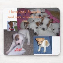 Amo el cojín de ratón de Jack Russells Tapete De Ratón