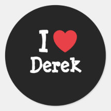 Amo el personalizado del corazón de Derek personal Pegatinas Redondas