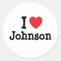 Amo el personalizado del corazón de Johnson person Etiquetas Redondas