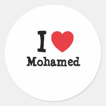 Amo el personalizado del corazón de Mohamed person Etiqueta