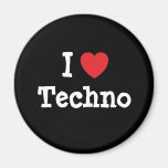 Amo el personalizado del corazón de Techno persona Iman De Frigorífico