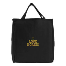 Amo la bolsa de asas bordada los caballos
