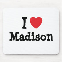 Amo la camiseta del corazón de Madison Tapetes De Ratones