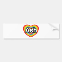 Amo la ceniza, corazón del arco iris etiqueta de parachoque