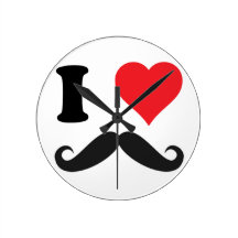 amo los bigotes del bigote del corazón relojes de pared