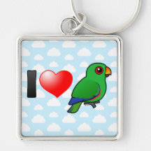 Amo los loros de Eclectus (el varón) Llaveros Personalizados
