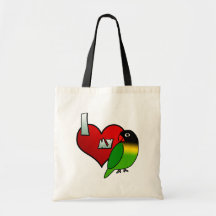 Amo mi Lovebird enmascarado negro Bolsas