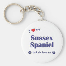 Amo mi perro de aguas de Sussex (el perro femenino Llaveros