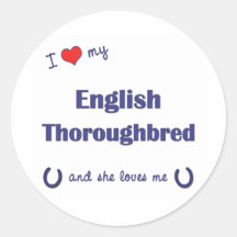 Amo mi pura sangre inglés (el caballo femenino) etiqueta