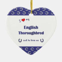 Amo mi pura sangre inglés (el caballo masculino) ornamentos de navidad