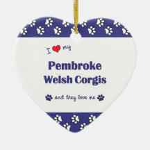 Amo mis Corgis Galés del Pembroke (los perros múlt Ornamento Para Arbol De Navidad
