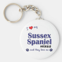 Amo mis mezclas del perro de aguas de Sussex (los  Llavero