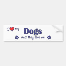 Amo mis perros (los perros múltiples) etiqueta de parachoque