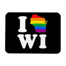 AMO WISCONSIN GAY - BLANCO - .PNG IMÁN DE VINILO