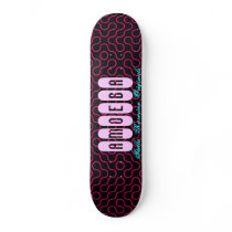 AMOEBA Pink on Black retro deck skateboards by StellaKarmine AMOEBA Pink on Black retro deck skateboards