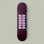 AMOEBA Pink on Black Retro Skateboard Deck