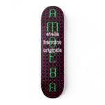 AMOEBA Techno Deck:Neon Green & RedOrange on Black Custom Skateboard