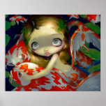 Amongst the Koi ART PRINT fish mermaid big eyes posters
