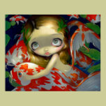 Amongst the Koi ART PRINT fish mermaid big eyes posters by strangeling Amongst the Koi ART PRINT fish mermaid big eyes posters