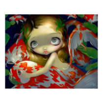 Amongst the Koi ART PRINT fish mermaid big eyes