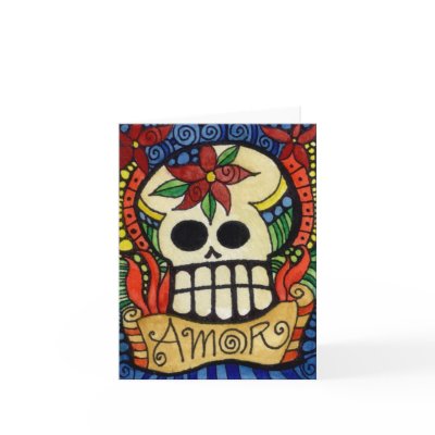 Amor Day of the Dead Sugar Skull Card by lunagraphica
